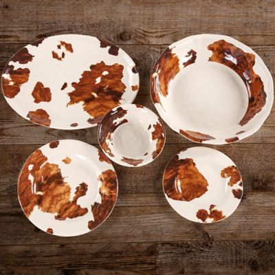 Image showing  Elsa Cowhide Melamine Serving Bowl, Butterscotch, 1PC