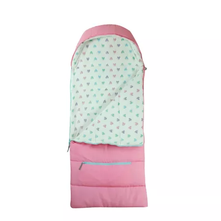 mimish Sleep-N-Pack: Packable Sleeping Bag Toddler Ages 3-6 - Cosmos Pink/Glow-in-the-Dark Hearts Sleeping Bags