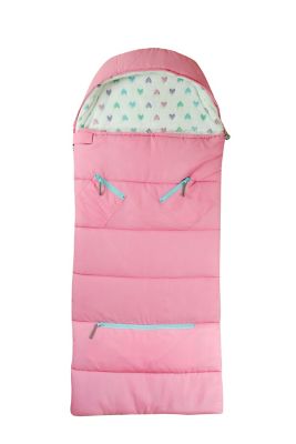 Image showing  Sleep-N-Pack: Packable Sleeping Bag, Little Kid 3-6 yrs - Cosmos Pink/Glow-In-The-Dark Hearts