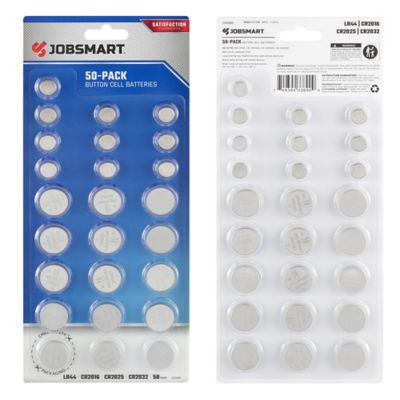 JobSmart Assorted Button Cell Batteries, 50-Pack