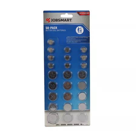 JobSmart Assorted Button Cell Batteries 50 Pack Batteries