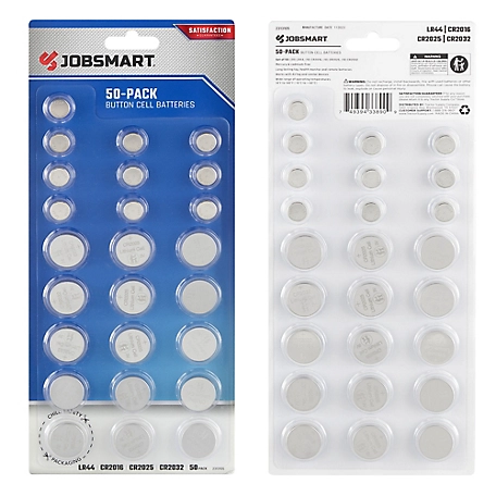 JobSmart Assorted Button Cell Batteries, 50-Pack