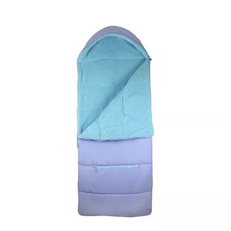 mimish Sleep-n-Pack: Packable Sleeping Bag Large Kids Ages 7-12+ - Sherpa Lined Violet Dream/ClearWater Sleeping Bags