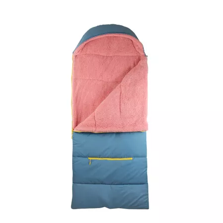 mimish Sleep-n-pack: Packable Sleeping Bag Large Kids Ages 7-12+ - Hudson Blue/Cherry Pink Sherpa Sleeping Bags