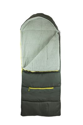 mimish Sleep-n-pack: Packable Sleeping Bag, Big Kid 7-12+ yrs - Charcoal/Marshmallow Sherpa