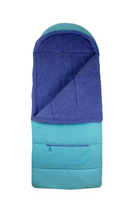 mimish Sleep-n-pack: Packable Sleeping Bag, Big Kid 7-12+ yrs - ClearWater/Violet Dream Sherpa