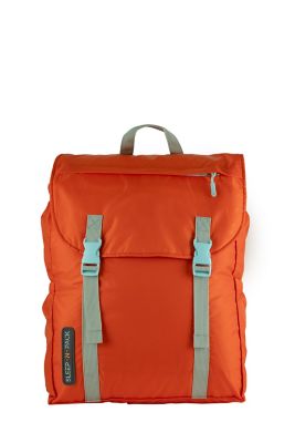 Image showing  Sleep-n-pack: Packable Sleeping Bag, Big Kid 7-12+ yrs - Orange Oasis/Turquoise Sherpa