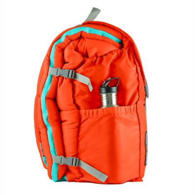 Image showing  Sleep-n-pack: Packable Sleeping Bag, Big Kid 7-12+ yrs - Orange Oasis/Turquoise Sherpa