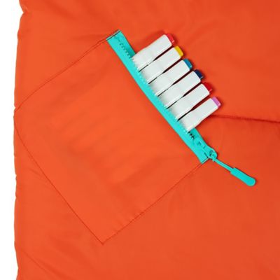 Image showing  Sleep-n-pack: Packable Sleeping Bag, Big Kid 7-12+ yrs - Orange Oasis/Turquoise Sherpa
