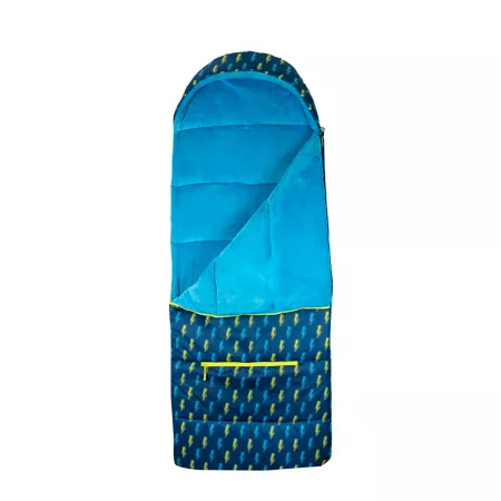 mimish Sleep-n-Pack Foldable Toddler Sleeping Bag and Backpack Suitable for Outdoors Ages 7-12 Lightning Bolts Cozy Fleece Lining Camping Cots