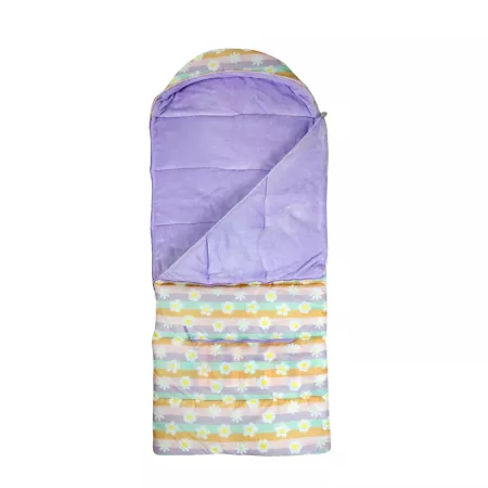 mimish Sleep-n-Pack Foldable Toddler Sleeping Bag and Backpack Suitable for Outdoors Ages 7-12 Happy Daisy Stripes Cozy Fleece Lining Camping Cots