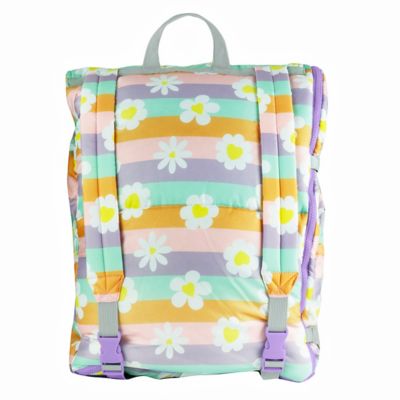 Image showing  Sleep-n-Pack, Packable Kid's Sleeping Bag & Backpack, Outdoor Rated, 7-12 Yrs, Happy Daisy Stripes, Cozy Fleece Lined
