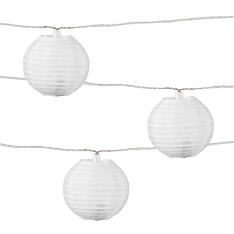 Glowing Paper Lanterns with White LED Lights - 8 Inch