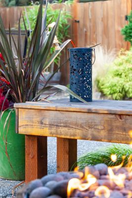 Image showing  Punched Metal Bloom Lantern, Midnight Blue