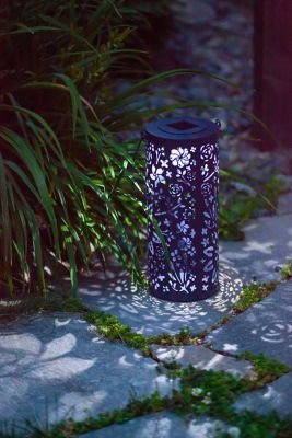 Image showing  Punched Metal Bloom Lantern, Midnight Blue