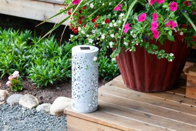 Image showing 1 th Allsop Home & Garden Punched Metal Bloom Lantern, White