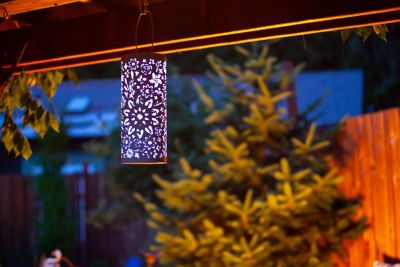 Image showing 2 th Allsop Home & Garden Punched Metal Bloom Lantern, White