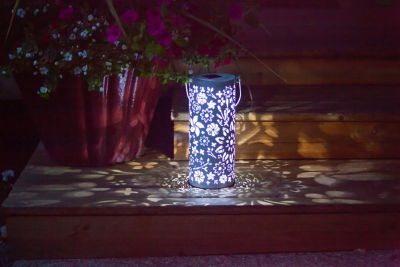Image showing 3 th Allsop Home & Garden Punched Metal Bloom Lantern, White