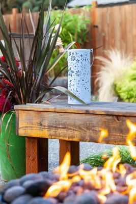 Image showing 5 th Allsop Home & Garden Punched Metal Bloom Lantern, White