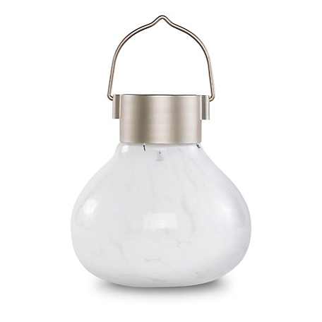 Allsop Home & Garden Solar Glass Tea Lantern, White