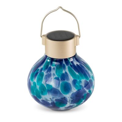 Image showing  Solar Glass Tea Lantern, Tidal Blue