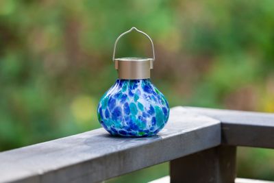 Image showing  Solar Glass Tea Lantern, Tidal Blue