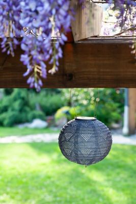 Image showing 5 th Allsop Home & Garden 8 in. Solar-Powered Soji Stella Globe Wave Lantern, Metallic Blue