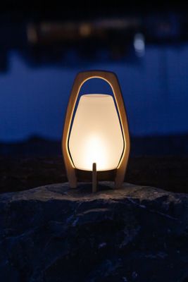 Image showing 6 th Allsop Home & Garden 12.25 in. Rechargeable LED Glass Drifter Lantern, Deep Bronze