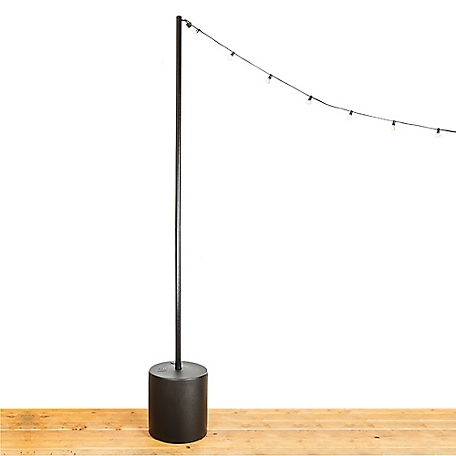 Allsop Home & Garden 9.5' Heavy-Duty String Light Pole Stand with Freestanding Tank Base for Grass, Patio, Deck, Events