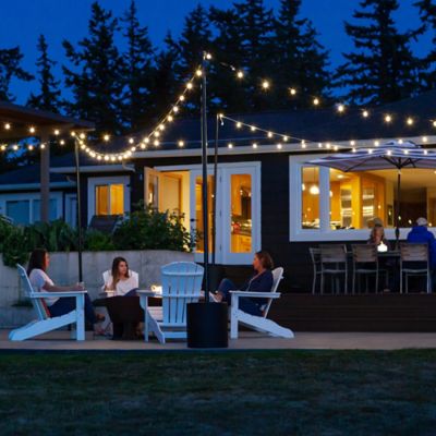 Image showing  9.5 ft. Heavy-Duty String Light Pole Stand with Freestanding Tank Base for Grass, Patio, Deck and Events