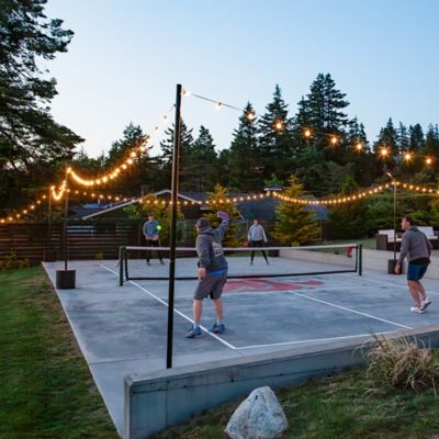 Image showing 9 th Allsop Home & Garden 9.5 ft. Heavy-Duty String Light Pole Stand with Freestanding Tank Base for Grass, Patio, Deck and Events