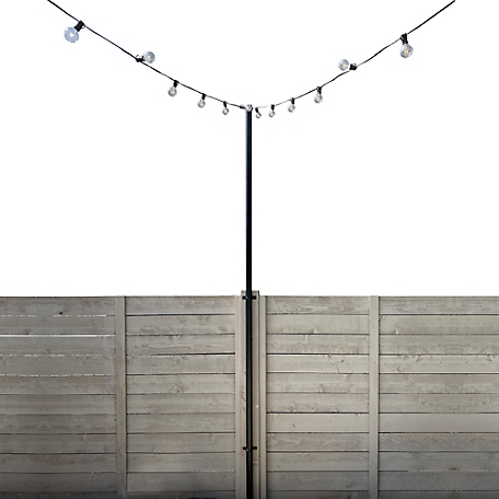 Allsop Home & Garden 9.5' Heavy-Duty String Light Pole Stand with Mounting Brackets for Fence or Deck Railing