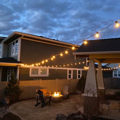 Image showing  9.5 ft. Outdoor Heavy-Duty String Light Pole Stand with Mounting Brackets for Fence or Deck Railing