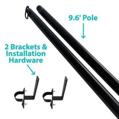 Image showing  9.5 ft. Outdoor Heavy-Duty String Light Pole Stand with Mounting Brackets for Fence or Deck Railing