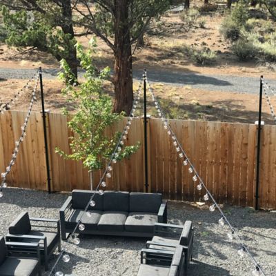 Image showing 5 th Allsop Home & Garden 9.5 ft. Outdoor Heavy-Duty String Light Pole Stand with Mounting Brackets for Fence or Deck Railing