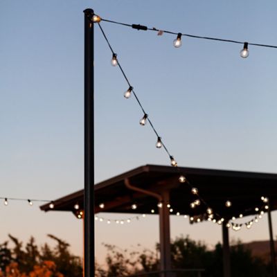 Image showing 8 th Allsop Home & Garden 9.5 ft. Outdoor Heavy-Duty String Light Pole Stand with Mounting Brackets for Fence or Deck Railing