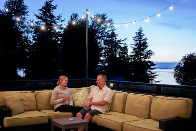 Image showing  9.5 ft. Heavy-Duty String Light Pole Stand with Mounting Plate for Patio or Deck