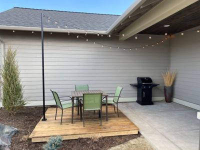 Image showing  9.5 ft. Heavy-Duty String Light Pole Stand with Mounting Plate for Patio or Deck