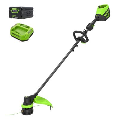 Greenworks Pro 17 in. 60V Brushless Cordless Battery String Trimmer with Carbon Fiber Shaft, 4.0Ah Battery and Charger