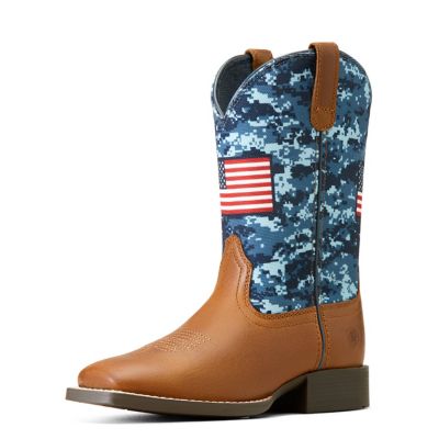 Ariat Unisex Kids' Patriot Western Boots They last through daily outside kid life!  The best part of they are exactly like the men's Ariats, so we can keep getting them as he outgrows kids' sizes