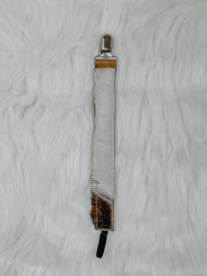 The Whole Herd Tri Cowhide Baby Paci Clip