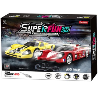 JOYSWAY Joysway: SuperFun 302 - 1/43 USB Power Slot Car Racing Set, Layout Size: 90 in. x 32 in.