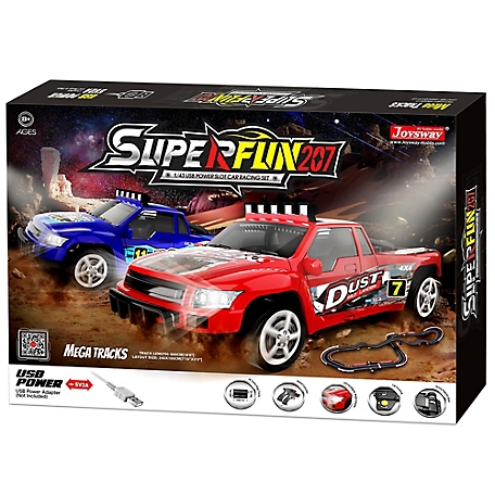 JOYSWAY Joysway: SuperFun 207 - 1/43 USB Power Slot Car Racing Set, Layout Size: 94 in. x 39 in.