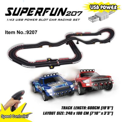 Image showing  SuperFun 207 - 1/43 USB Power Slot Car Racing Set, Layout Size: 94 in. x 39 in., 92 pc.