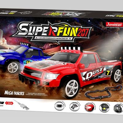 Image showing 7 th JOYSWAY SuperFun 207 - 1/43 USB Power Slot Car Racing Set, Layout Size: 94 in. x 39 in., 92 pc.