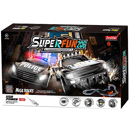 JOYSWAY Joysway: SuperFun 206 - 1/43 USB Power Slot Car Racing Set, Layout Size: 82 in. x 43 in.