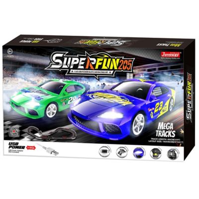 JOYSWAY Joysway: SuperFun 205 - 1/43 USB Power Slot Car Racing Set, Layout Size: 77 in. x 37 in.