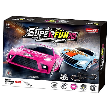 JOYSWAY Joysway: SuperFun 203 - 1/43 USB Power Slot Car Racing Set, Layout Size: 65"x37"