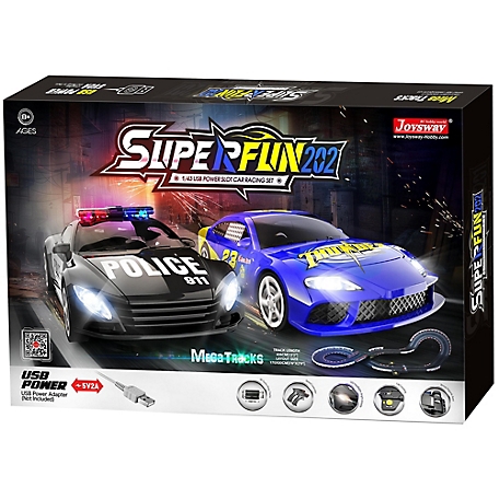 JOYSWAY Joysway: SuperFun 202 - 1/43 USB Power Slot Car Racing Set, Layout Size: 66"x30"
