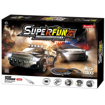 JOYSWAY SuperFun 201 - 1/43 USB Power Slot Car Racing Set, Layout Size: 51 in. x 23 in., 41